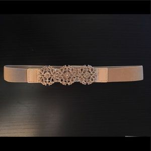 Gold and tan statement belt